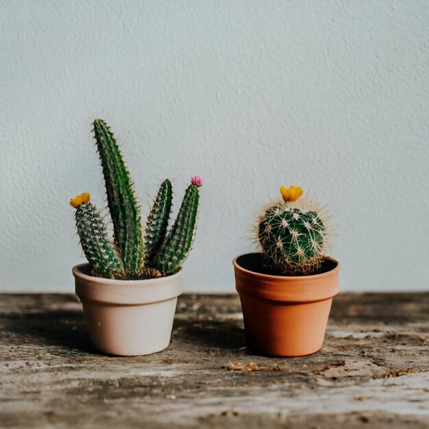 Foto gratis di piccoli cactus con uno sfondo bianco