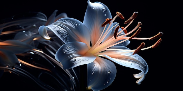 Foto gratis fiore di giglio su uno sfondo scuro generativo al