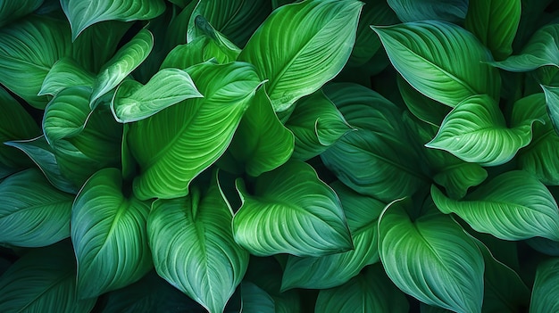 Foto gratis foglie di astratto verde scuro trama natura sfondo foglia tropicale Immagine generata AI