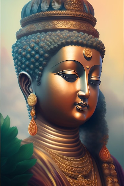 Foto gratis Gautum Buddha Vesak Purnima statua simbolo della pace sfondo