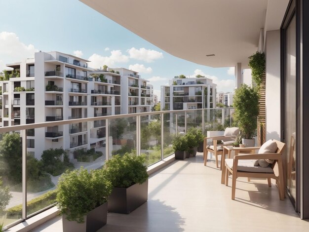 Foto gratis moderno quartiere residenziale con tetto verde e balcone generato da ai