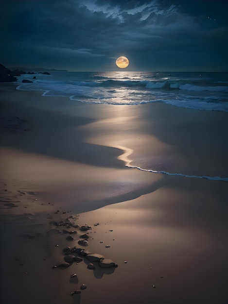 Foto gratis notte spiaggia al chiaro di luna