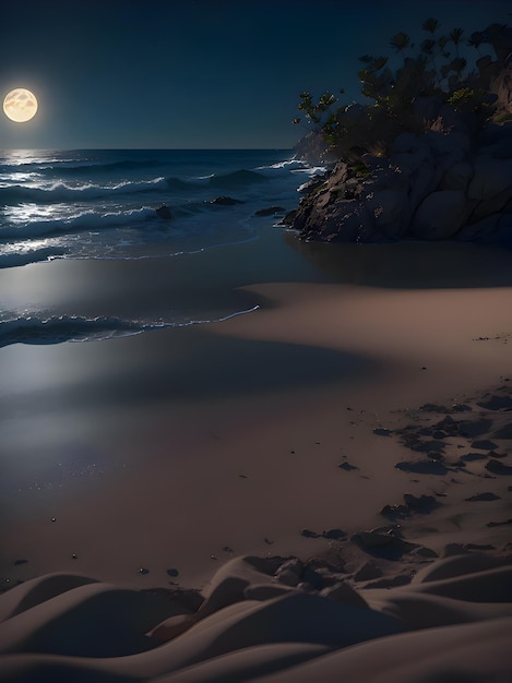 Foto gratis notte spiaggia al chiaro di luna