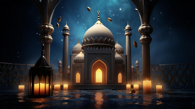 Foto gratis Ramadan Kareem Eid Mubarak lampada reale elegante