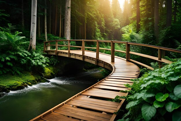 foto gratis splendida vista sul verde e un ponte nella foresta perfetto per lo sfondo