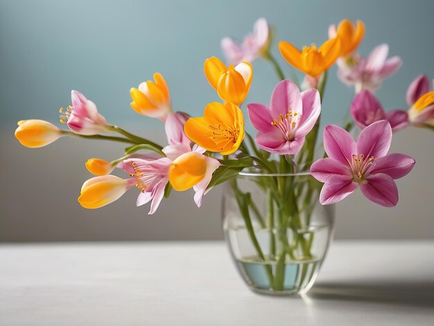 Foto gratuita Bellissimi fiori primaverili colorati su sfondo bianco vista ravvicinata sfondo naturale