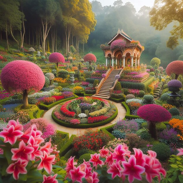 Foto gratuita di fiori di giardino mae fah luang giardino locate su doi tung in chiang raithailand