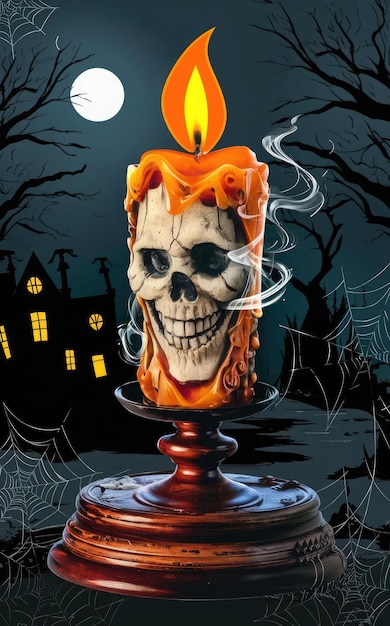 Foto gratuita Illustrazione spaventosa della candela di Halloween