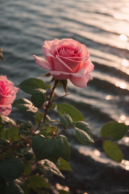 foto gruppo di belle rose rosa in natura