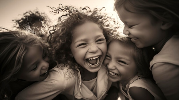 Foto in bianco e nero di persone felici