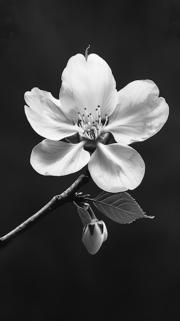 Foto in bianco e nero di un fiore