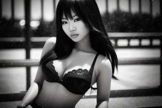 foto in bianco e nero di una bella giovane donna