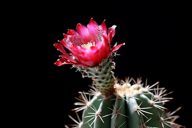 Foto in primo piano di un cactus in fiore con la flowe rosa