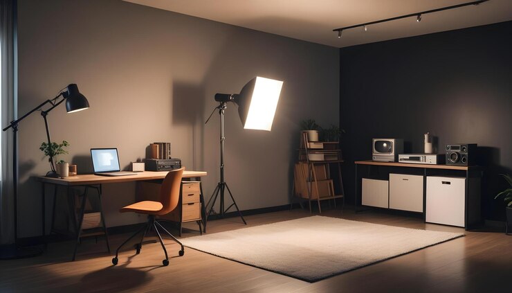 Foto interior ruang desain modern ilustrasi 3D