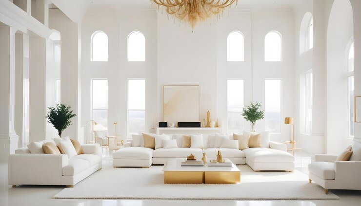 Foto interior ruang desain modern ilustrasi 3D