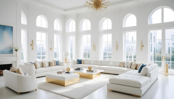 Foto interior ruang desain modern ilustrasi 3D