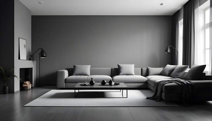 Foto interior ruang desain modern ilustrasi 3D