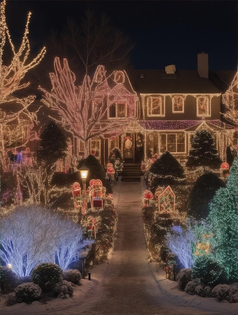 Foto l'ingresso della casa decorato per l'iscrizione di buon anno nuovo