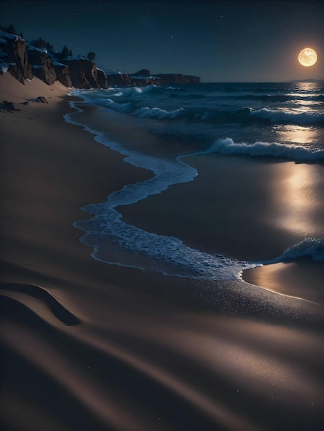 Foto libera Sabbia del mare alla luce della notte