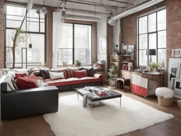 foto loft living room interior design