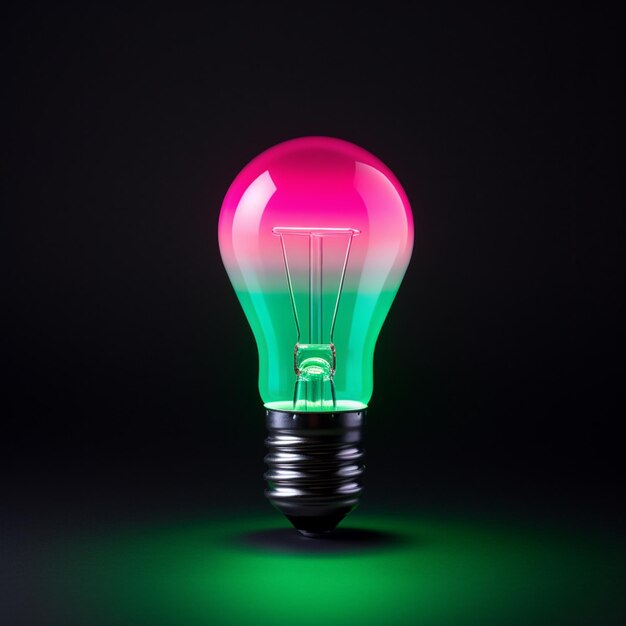 foto luminosa verde e rosa led bulb sullo sfondo