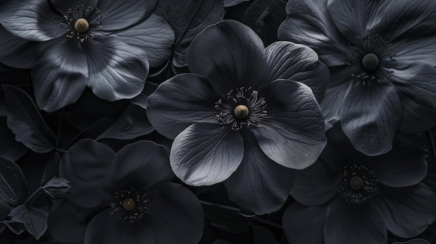 Foto macro di fiori su uno sfondo nero