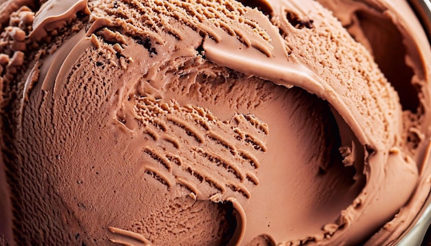 Foto macro di gelato al cioccolato con texture gelato