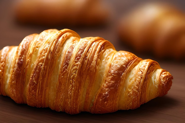 Foto macro di sfocatura croissant o sfondo bokeh