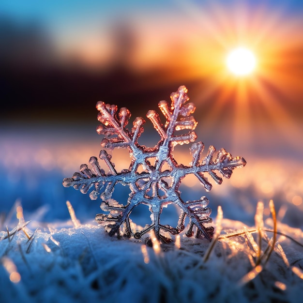 foto macro di un fiocco di neve fresca e sognante