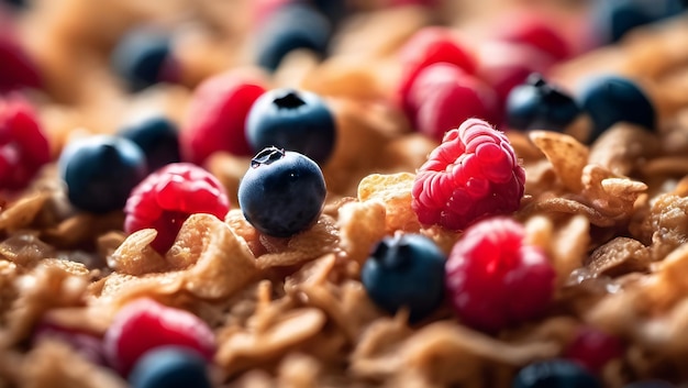 Foto macro di un latte in scaglie di cereali