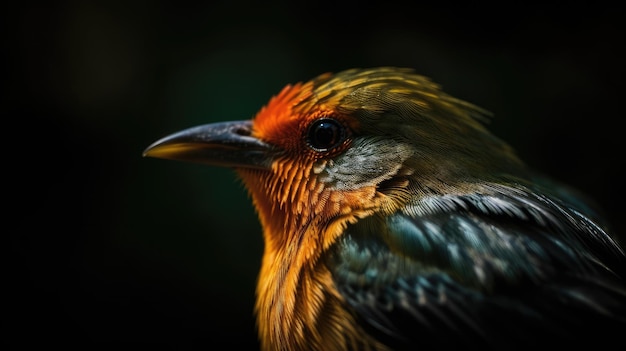 Foto macro di un piccolo uccello