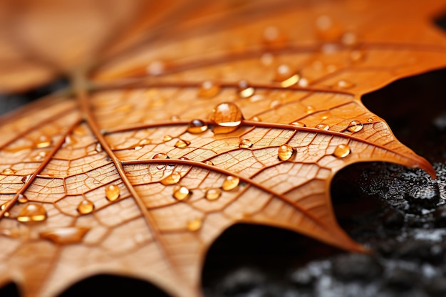 Foto macro di una foglia d'albero d'autunno