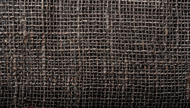 Foto macro di vecchio burlap nero con consistenza di tela