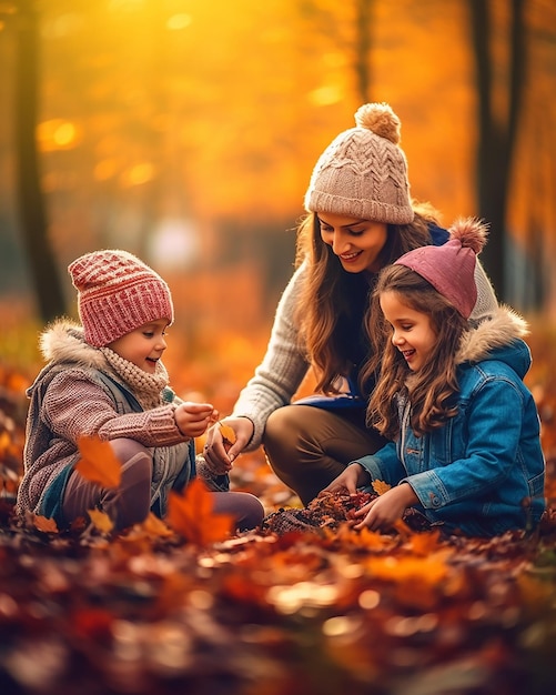 foto madre e bambini che giocano nel parco