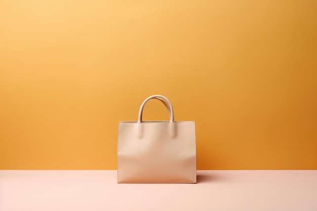 Foto minimalista di una borsa della spesa in colori chiari generata dall'AI