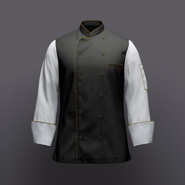 Foto modello di giacca da cuoco nera vuota modello di abito da cucina vuoto per la protezione della cottura