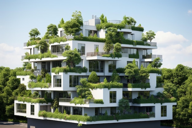 foto moderno quartiere residenziale con tetto verde e balcone