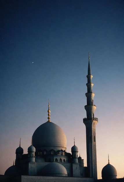 Foto moschea tramonto cielo luna notte santa notte islamica