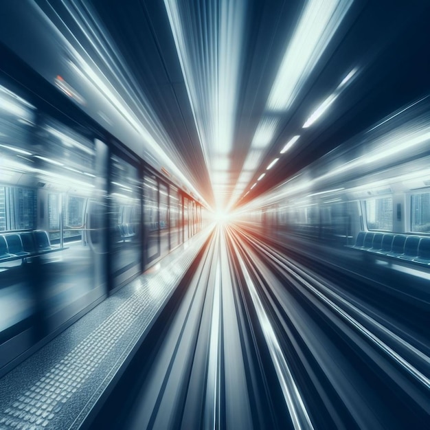 foto motion blur di un treno automatico che si muove all'interno di un tunnel a Tokyo, in Giappone