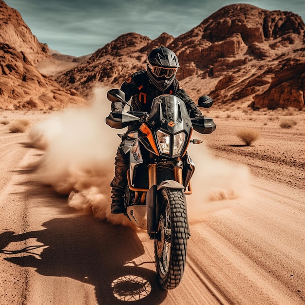 foto motociclista montato su motocross che fa una gara su una pista sterrata