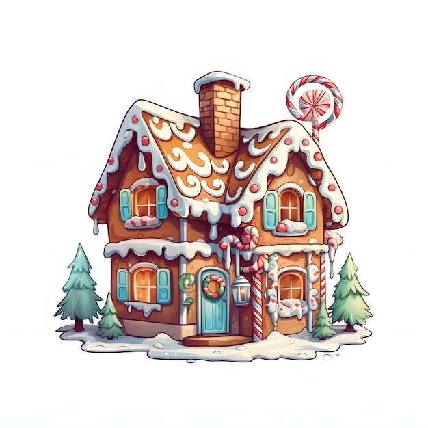 Foto nursery gingerbread house cookie illustration clipart creato con la tecnologia generativa AI