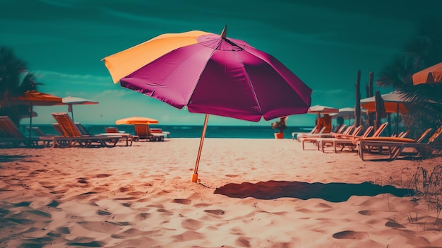 Foto ombrellone in spiaggia generata da ai