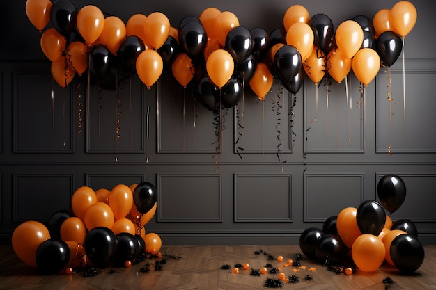 Foto palloncini arancione e neri
