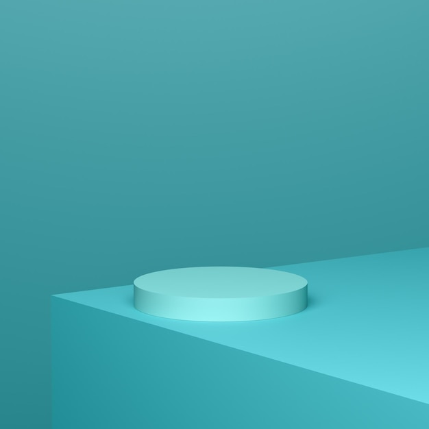 Foto Premium Podio color acqua a forma di geometria astratta