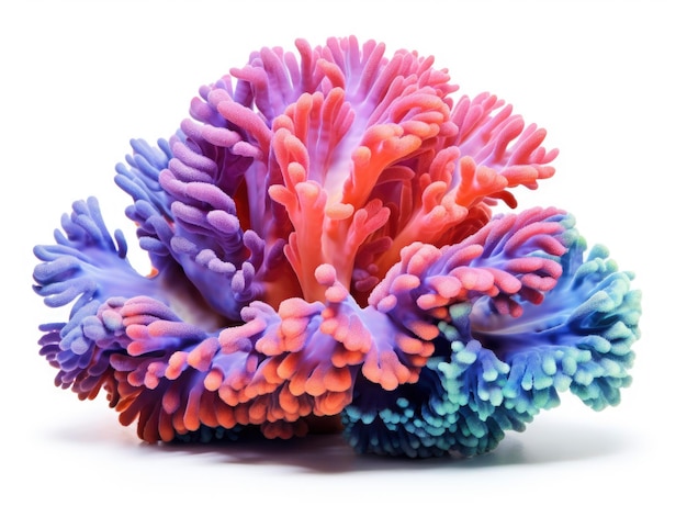 Foto professionale di coralli colorati tropicali isolata su sfondo bianco