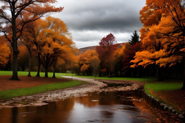 foto professionale foto del paesaggio autunnale illuminazione drammatica tempo nuvoloso cupo