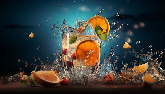 Foto pubblicitaria di cocktail freschi concetto professionale colorato
