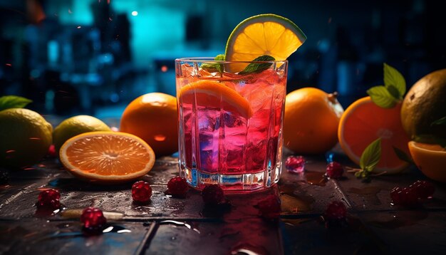 Foto pubblicitaria di cocktail freschi concetto professionale colorato