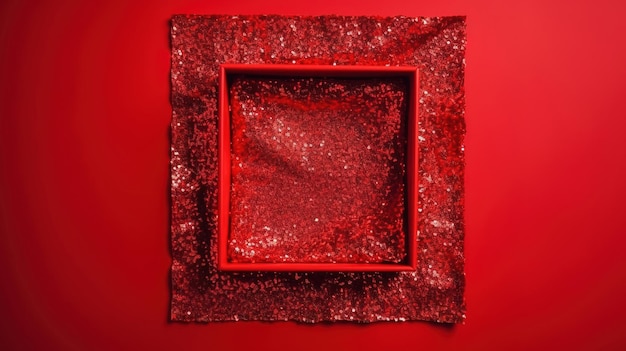 Foto quadrata glitterata rossa con spazio bianco per il testo Generativo ai