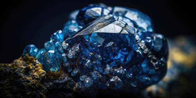 Foto ravvicinata della macro pietra minerale corindone ai generativa